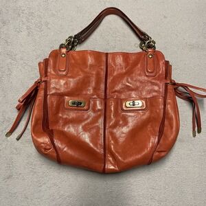 Coach Chelsea Flagship Curry Orange Leather Turnlock Pocket Shoulder Bag 17786